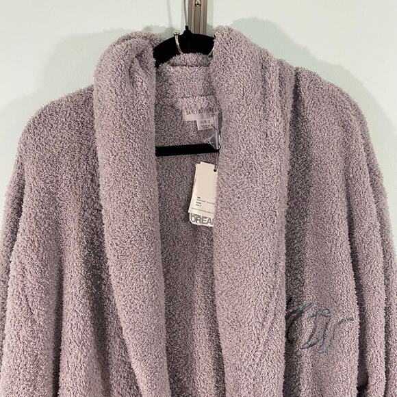 Barefoot Dreams Grey 509 Cozy Chic Plush Robe Size 3 (L) NWT Embroidered - Picture 2 of 7